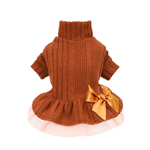 Knitted Dog Tulle Sweater Dress (Small / Orange)