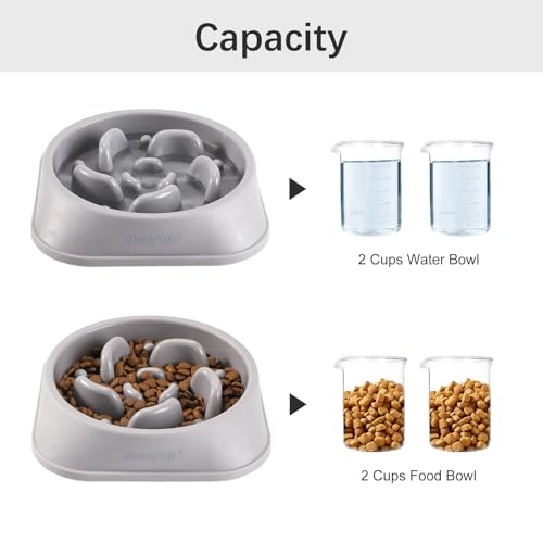 1 Pack Slow Feeder Dog Bowls (I-Gray / Medium)