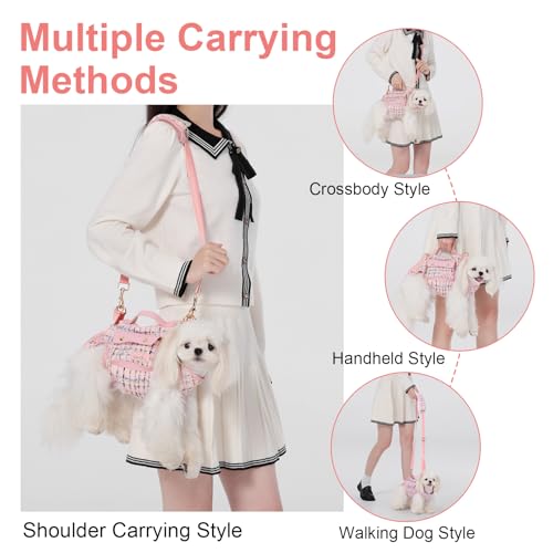 Dog Lift Harness Dog Carrier Sling for Small Dogs & Cats (Small(4-8 LBS) / 2.0 Pink)