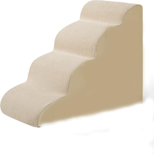 Dog Stairs for Small Dogs (Beige / 3-Step (H: 15.7IN))