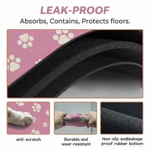 Pet Feeding Mat Dog Cat Food Mat Absorbent No Stains Quick Dry Rubber Bottom Anti (Pink-JY / 12"×20")