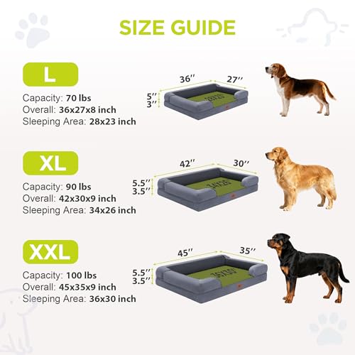 Waterproof Orthopedic Dog Bed for Medium Large Sized Dogs (36 x 27 x 7.5 in / Dark Grey)