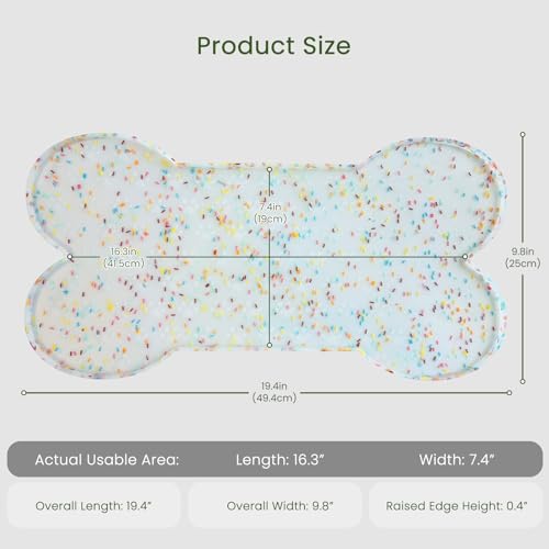 Dog Food Mat Anti (19.4" x 9.8"-2PCS / Donut White)