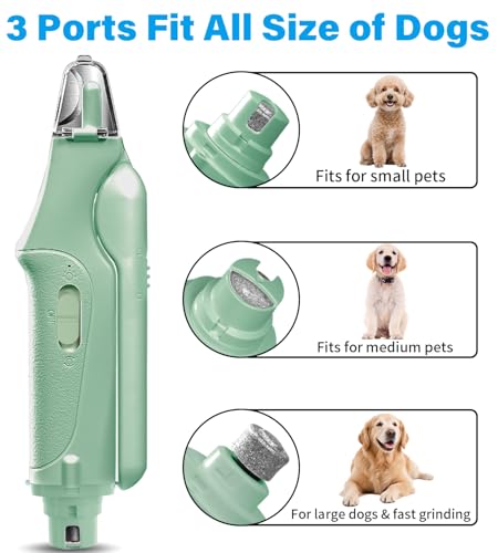 2 in 1 Dog Nail Clippers & Cat Nail Clippers Trimmers for Large Medium Small Dogs Cats Claw Trimmer Quick Sensor and Safety Guard USB Rechargeable Dogs Nail Trimmer with Catcher & 2 LED Lights (Green)
