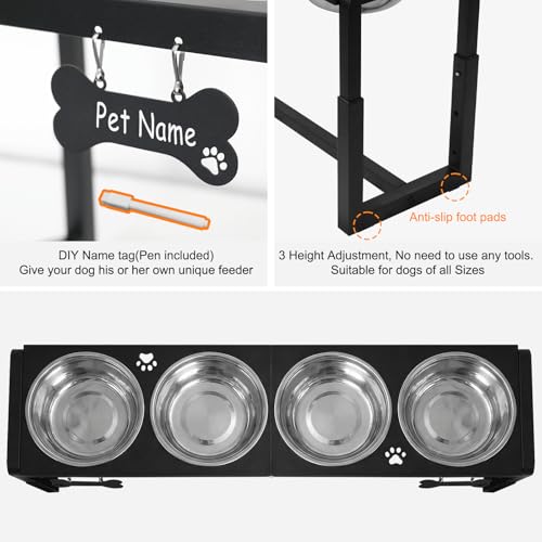 Metal Elevated Dog Bowls for Medium (Black-58oz x 4 / Height: 8.8-14")