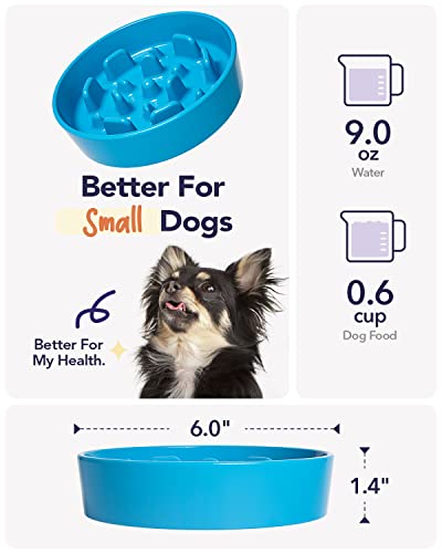 Ceramic Slow Feeder Dog Bowls Small Breed (Vortex Blue / S-0.6 Cups)