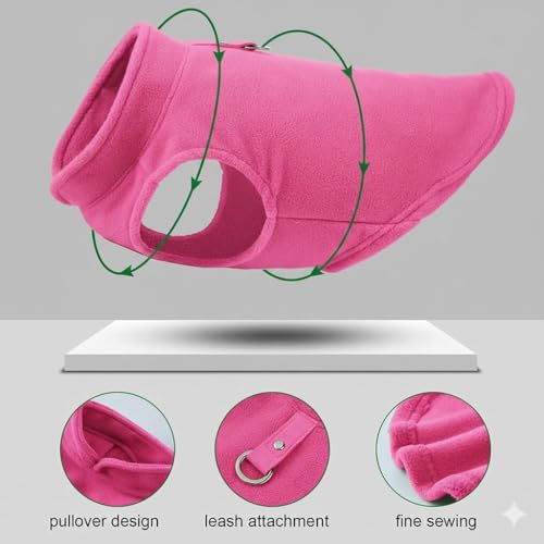 Dog Fleece Vest Sweater with Leash Ring (M (6-10lbs) / Pink)