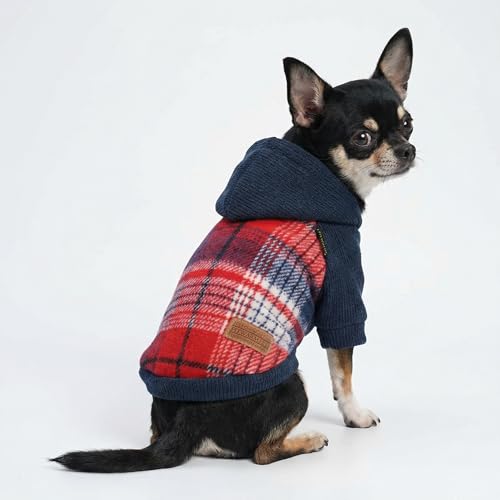 Tartan Plaid Dog Hoodie (Medium / Red)