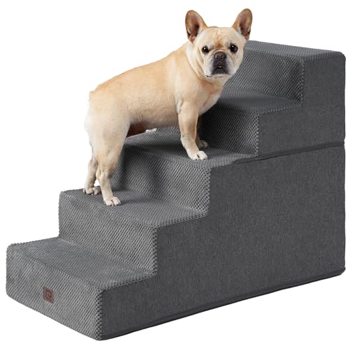 Dog Stairs for High Bed 25" H (Grey / Extra Wide 17.7" x 35" x 25")