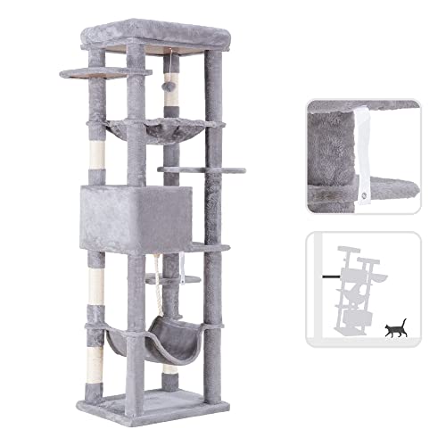 Cat Tree for Large Cats 20 lbs (Light Gray / 69 inch)