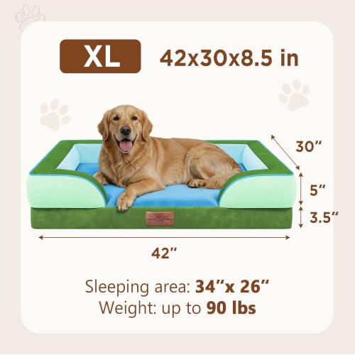 Orthopedic Dog Bed for Extra Large Dogs with Bolster (42.0"L x 30.0"W x 8.5"Th / Boston)
