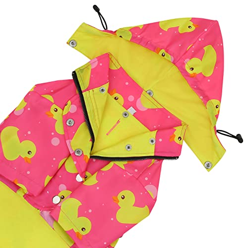 Premium 2 Layer Zip Dog Raincoat Poncho w (X-Large / Ducks Pink)