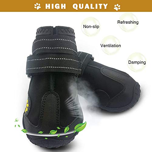 Waterproof Dog Boots (Size 3: (2.36"x2.17"(L*W) for 23-33 lbs / Black)