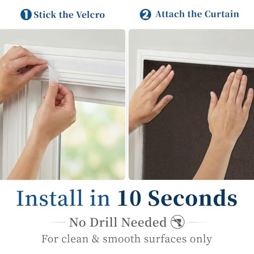 100% Blackout Adhesive Blackout Curtains (52"W x 84"L (Pack of 1) / Dark Brown)