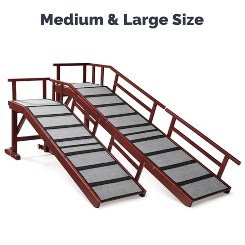 Dog Ramp for Bed or Couch (Mahogany / L-73.2"L x 16"W x 25"H)