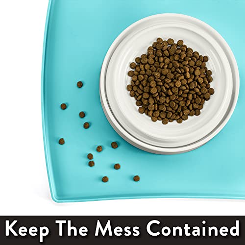 Cat Food Mat Small & Large Pet Food Mat (L: 24" x 14" / Gray)