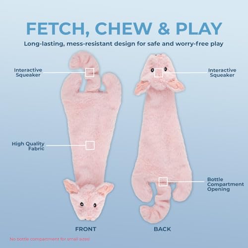 2-in-1 Stuffless Squeaky Dog Toy - Hare, Pig, Large (Multicolor/Pig & Hare / Large)