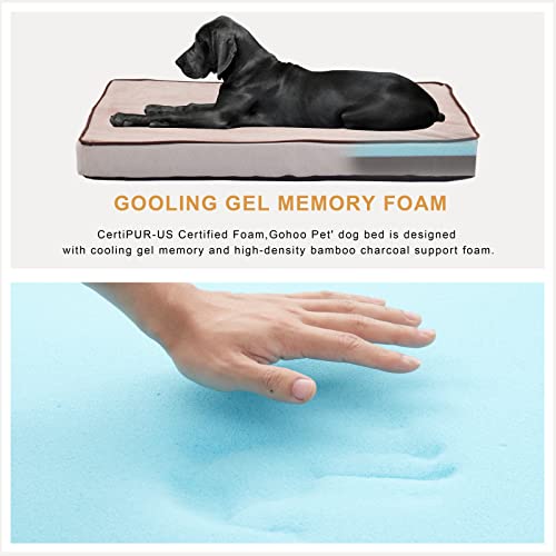 Orthopedic Memory Foam Dog Bed (Khaki Short Plush / Large-35"x 22" x 3")
