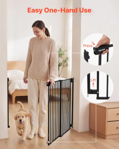 Pet Gate for Stairs (Black / 28-43" Wide x 30" Tall)