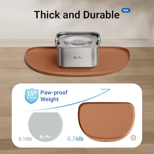 Cat Food Mat Silicone Waterproof Feeding Mat (18"L x 12.5"W / Coral)