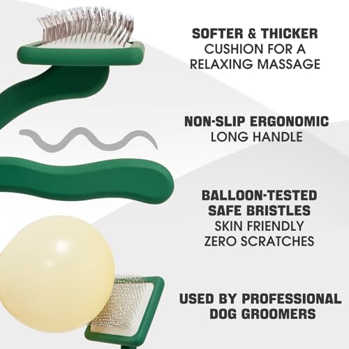 Dog Slicker Brush for Dogs Grooming Kit 5PCS Long Haired Doodles (Green)