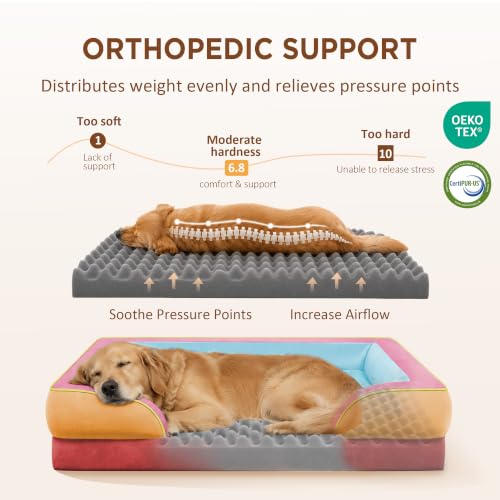 Orthopedic Dog Beds for Large Sized Dog with Bolster (36.0"L x 27.0"W x 8.0"Th / Miami)