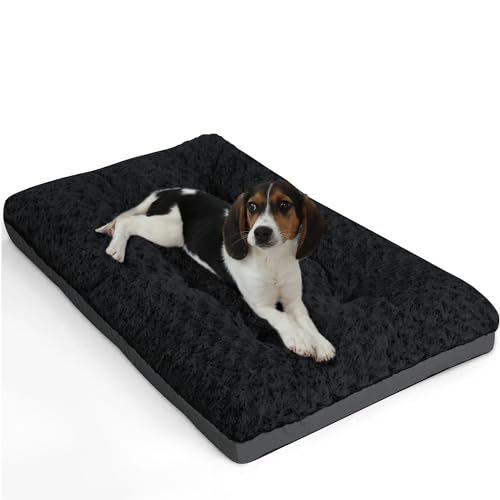 Washable Dog Beds for Crate (23.0"L x 17.0"W x 3.5"Th / Black)