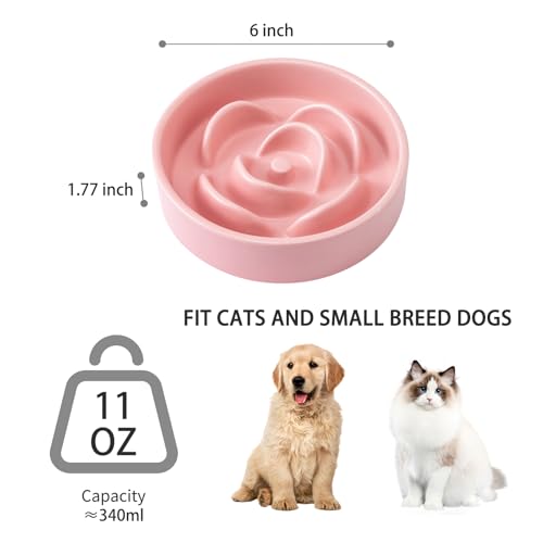 6'' Ceramic Slow Feeder Dog Bowls (6 inch / Pink)