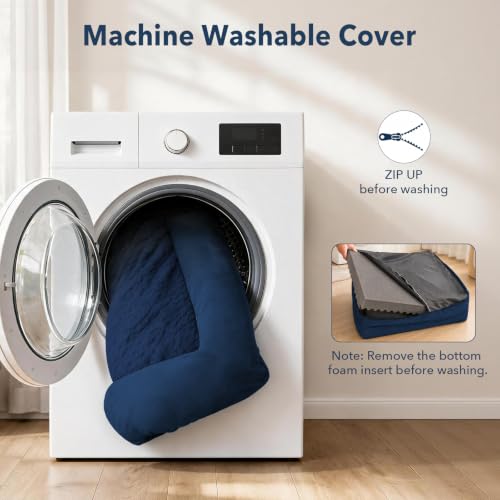 Jumbo Waterproof Dog Bed for Extra Large Size Dogs with Bolster (Navy / 53.0"L x 42.0"W x 8.25"Th)