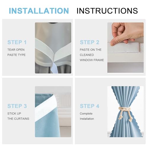 Self Sdhesive Curtains for Windows (59"W x 59"L (Pack of 1) / Lake Blue)