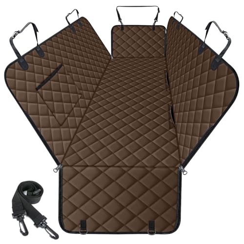 Waterproof Dog Car Seat Cover for Back Seat (Coffee,Black / Large,Standard)