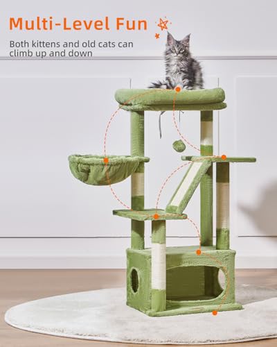 Cat Tree 38.5In Cat Tower for Indoor Cats (Green / 38.5 Inches)