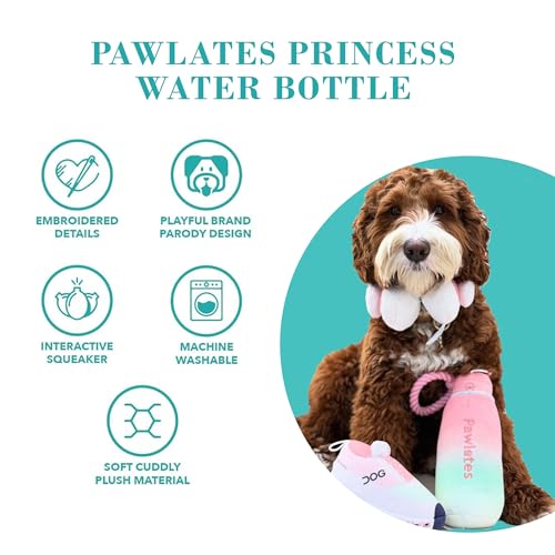 Pawlates Princess Water Bottle Plush Dog Toy Funny Parody (Pawlates Bottle (Pink))