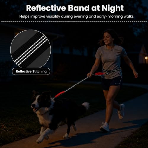 Hands Free Double Dog Leash (Black Red)