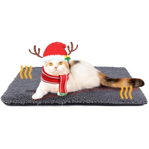Self Warming Cat Bed Self Heating Cat Dog Mat Pet Pad Extra Warm (24.0"L x 18.0"W x 1.0"Th / Dark Grey)
