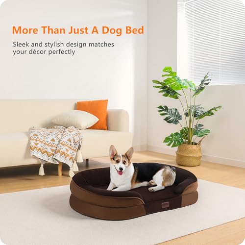 Orthopedic Waterproof Medium Dog Bed Sofa (Medium(36 x 25.5 x 6 inch) / Brown)