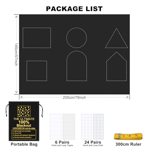Blackout Curtains 100% Blackout Blinds Window Cover Portable Shades 79”x57” (57"W x 78.7"L (Pack of 1))