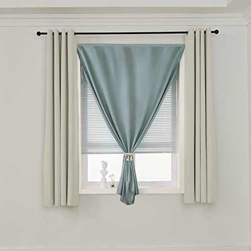 100% Window Blinds Blackout Portable Black Out Curtains Adhesive Curtains for Living Room No Drilling (Silver Grey/ Thickened / 47"W x 63"L (Pack of 1))
