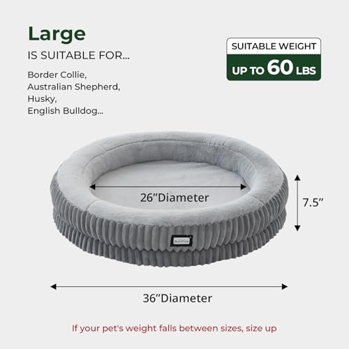 Donut Dog Bed (36.0"L x 36.0"W x 7.5"Th / Grey)