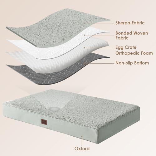 Orthopedic Dog Bed Extra Large with Removable Washable Cover (50*36*4 inches / Greyish Green)