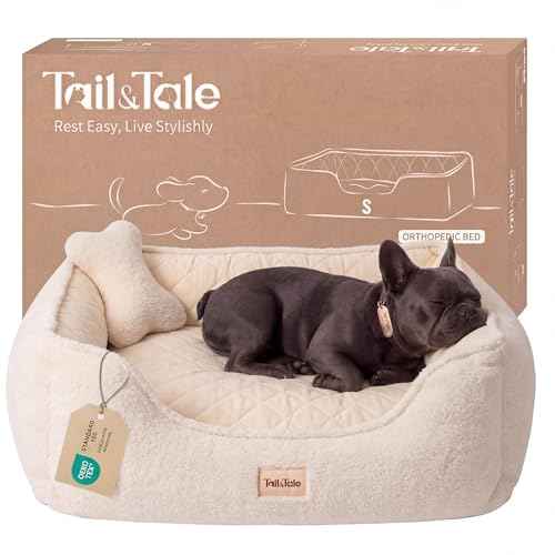 Cooling Orthopedic Dog Bed for Small Dogs (Beige / 30"L × 23"W (S))
