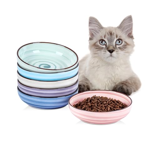 Ceramic Cat Bowls Set of 6 (5.6 Inch, Set of 6 / Gradient Color)