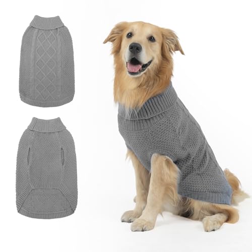 Turtleneck Dog Sweater (Medium / Light Grey)