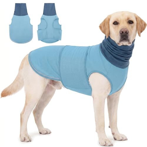 Reflective & Soft Dog Anxiety Vest with Ear Wraps for Thunderstorm (LightBlue / XX-Large)