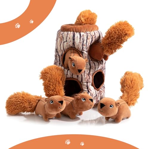 Squeaky Hide and Seek Dog Toys for Small and Medium (Squirrel)