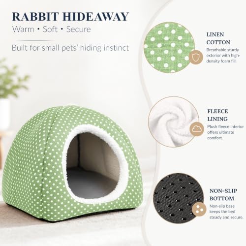 Rabbit Hideout Large Bunny Bed Washable Rabbit House (Green)