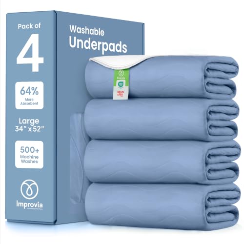 Washable Underpads (Blue / 34"x52" (Pack of 4))