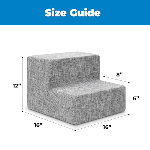 Dog Stairs & Steps (Ash Gray Linen / H: 12 Inches)