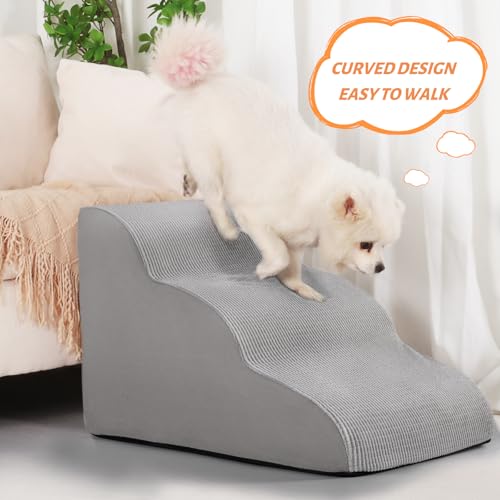 Dog Stairs for Small Dogs and Cats (Light Grey / Standard 3-Step 15.7"H)