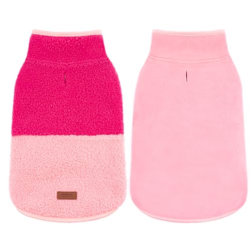 Sherpa Dog Coat Reversible Dog Jackets for Small Dogs (Medium (10-15lbs) / Rose Red)